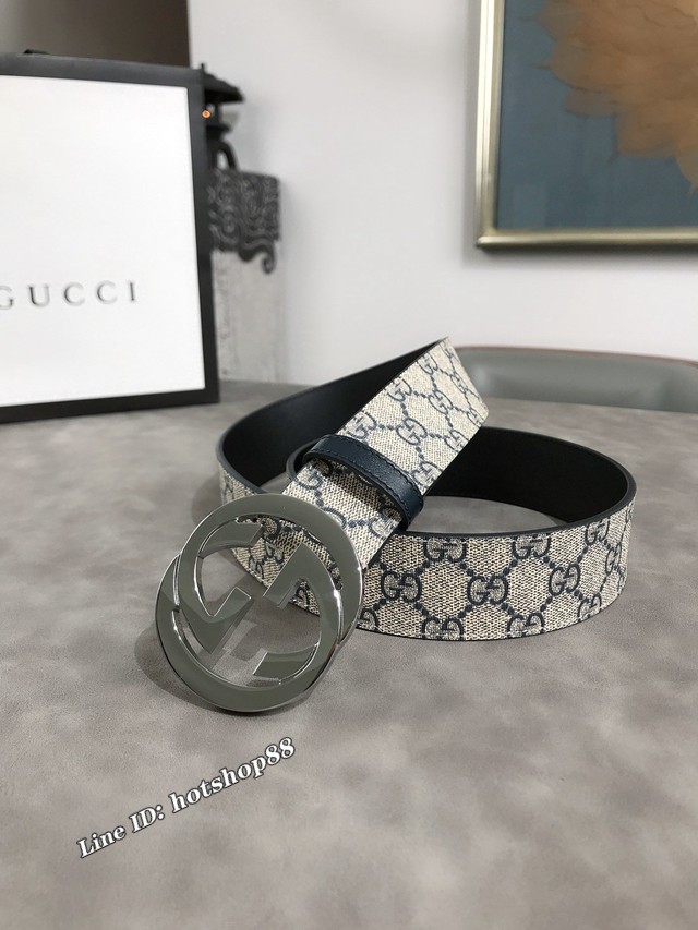 Gucci經典男士皮帶 古奇雙G老花腰帶  jjp2329